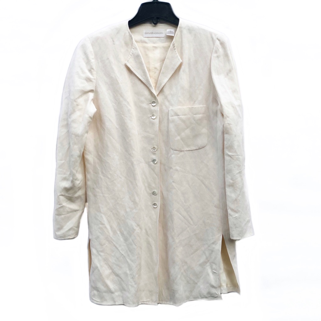 Dana Buchman Silk Linen Tunic Button Down Blouse Overshirt Jacket Shacket Euc 8